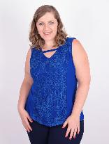 Blusa Regata Renda Viscolycra Azul Plus Size