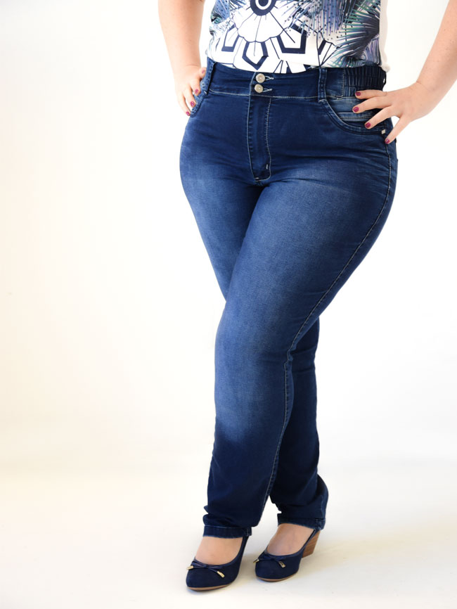 calça jeans com elastico na cintura plus size