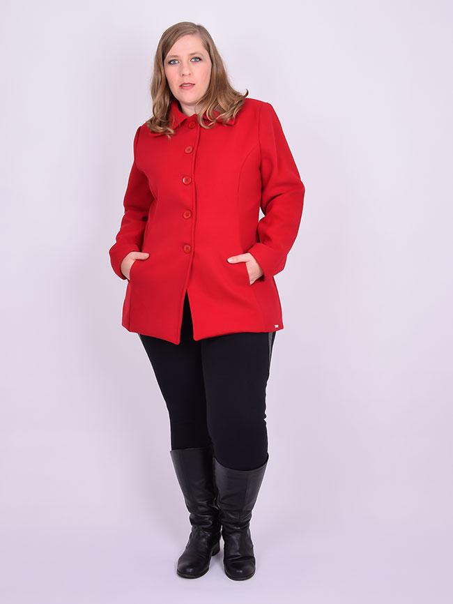 casaco vermelho plus size