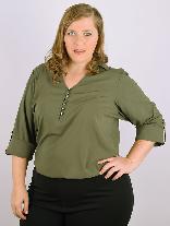 Bata Manga 3/4 Viscose Verde Plus Size