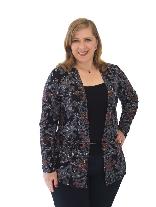 Cardigan Manga Longa Viscolycra Estampado Plus Size