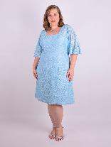 Vestido Curto Manga Curta Renda Azul Tiffany Plus Size