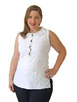 Blusa Mini Vest Regata Algodo Branca Plus Size