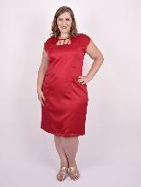Vestido Curto Executiva Sarja Resinada Vermelho Plus Size