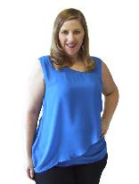 Blusa Regata Crepe Azul Plus Size